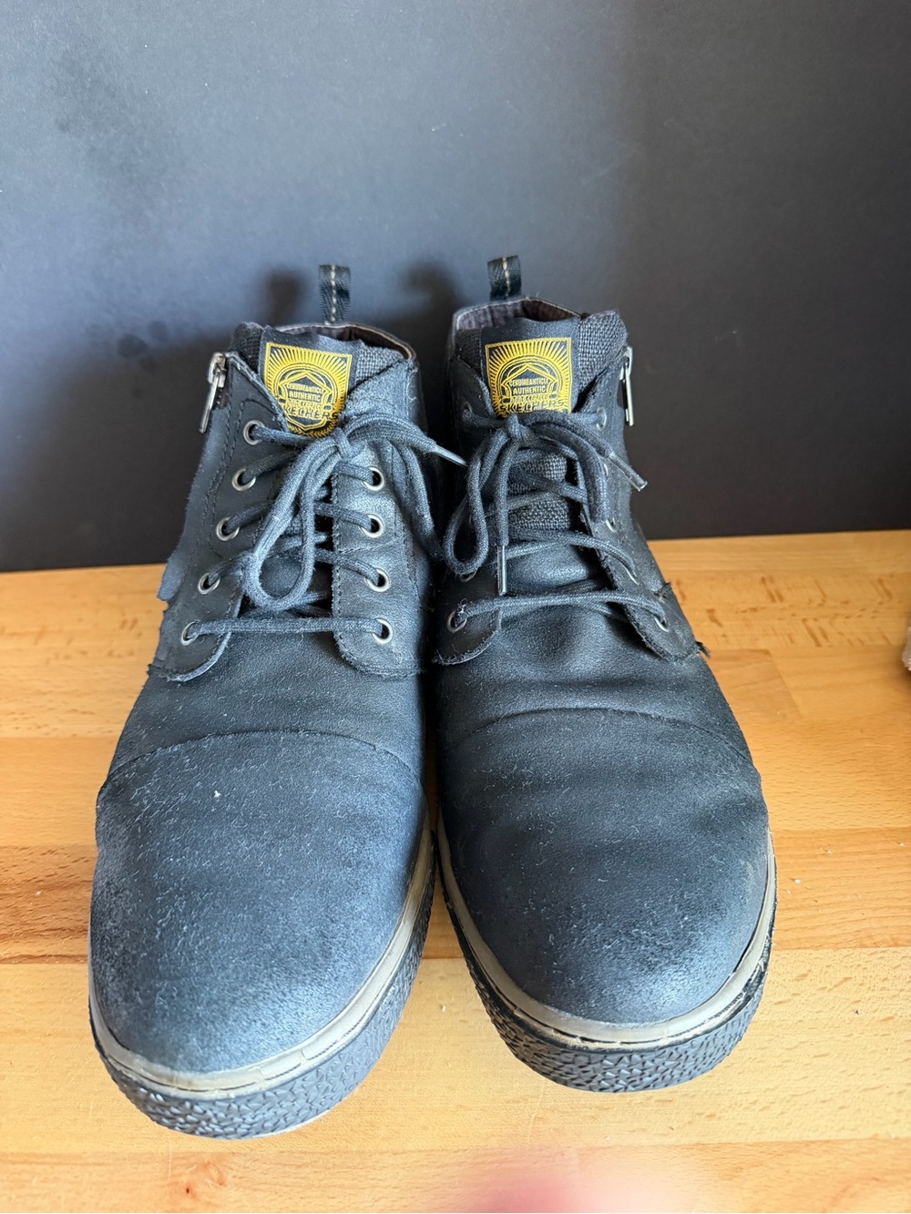 Skechers Men's Black Chukka Boots with Yellow Logo Accent